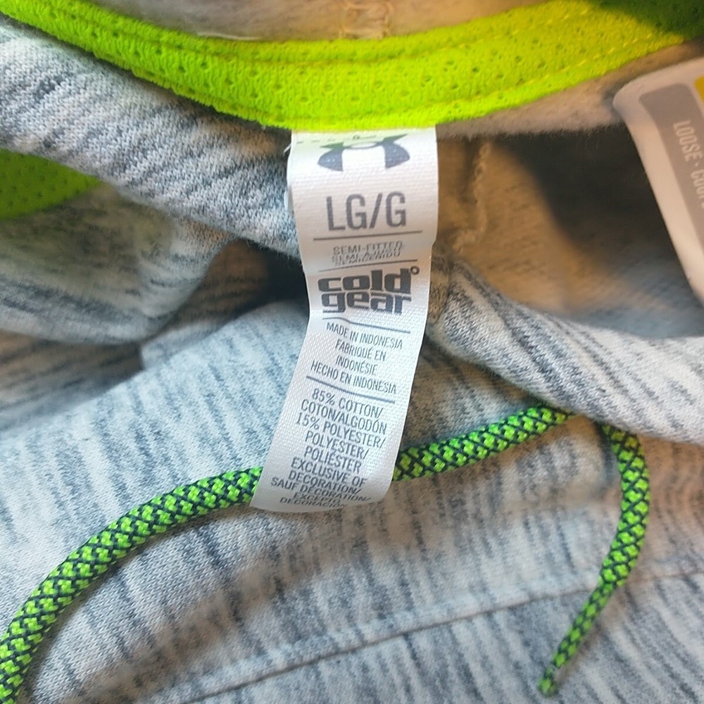 Under Armour Womens ColdGear Storm Hoodie Gray Neon Yellow Semi-Fitted Large - Picture 16 of 16
